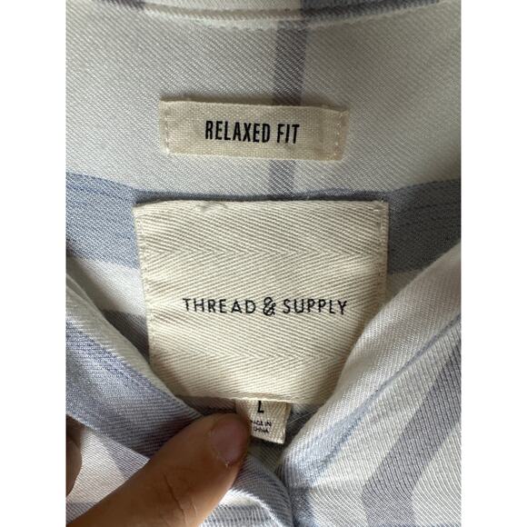 Thread & Supply Plaid Button Down Long Sleeve Shirt Relaxed Fit Size L - Picture 7 of 9